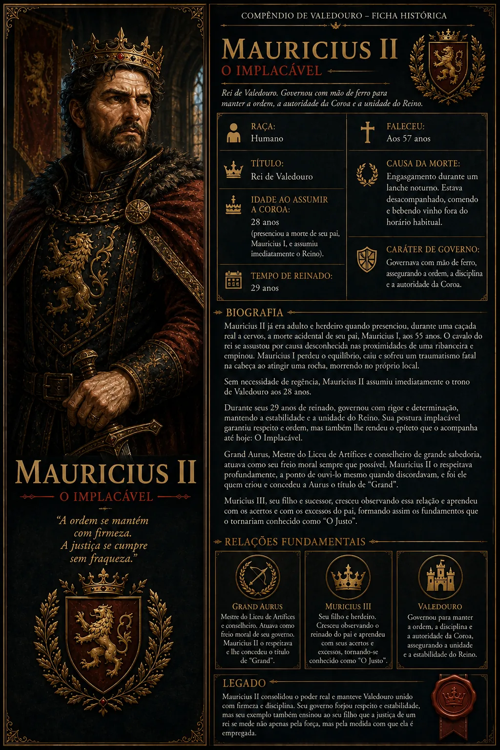 Mauricius II — O Implacável — ficha oficial